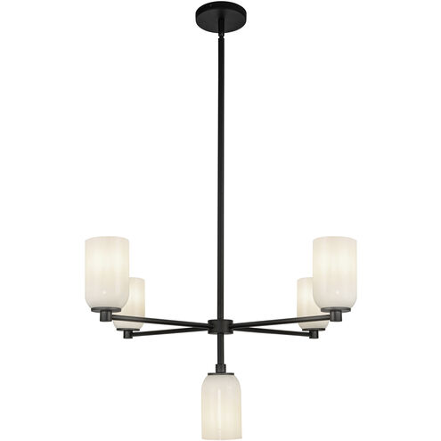 Nola 5 Light 30.63 inch Black Chandelier Ceiling Light in Glossy Opal Glass Shade