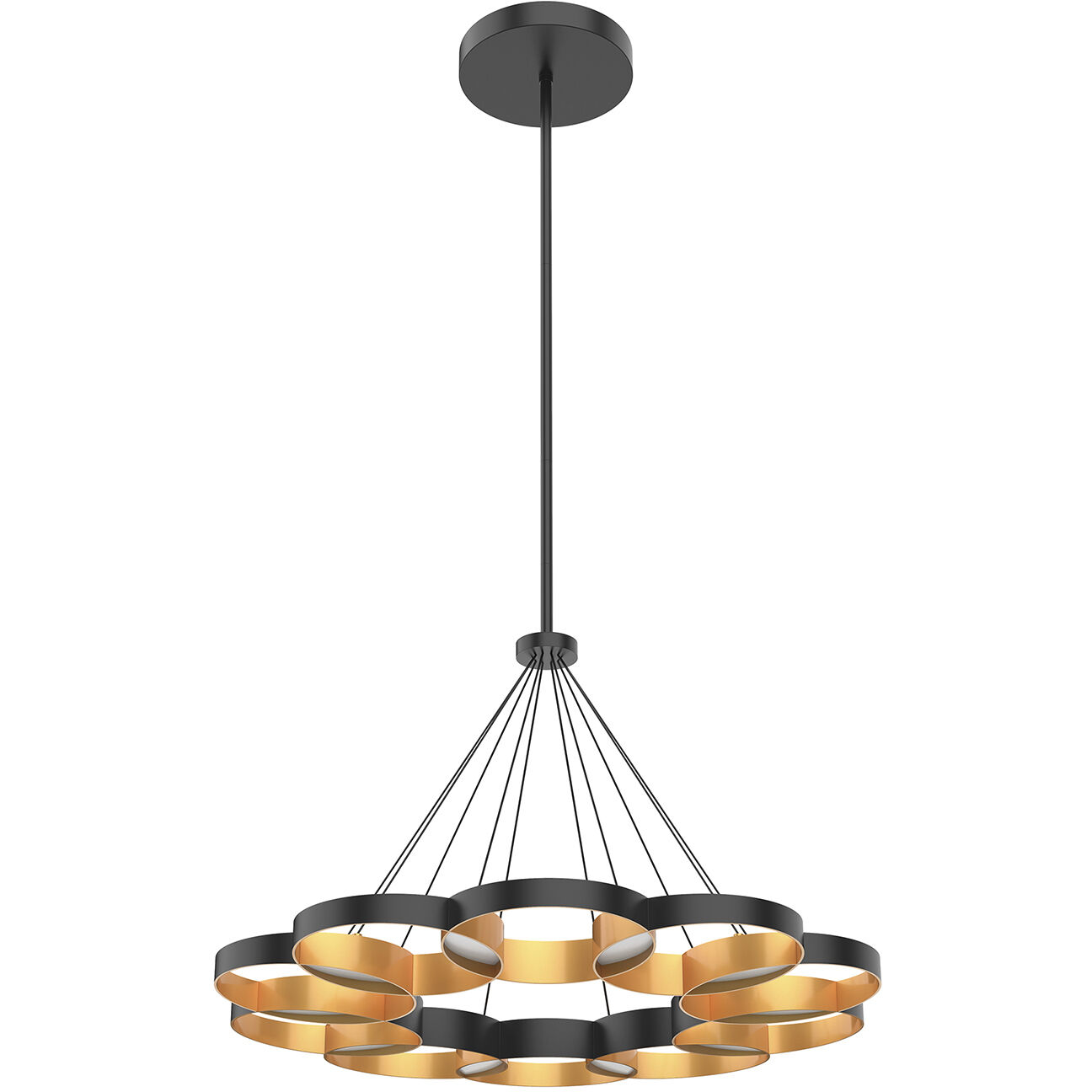 Maestro LED 32.25 inch Black/Gold Chandelier Ceiling Light in Black and Gold
