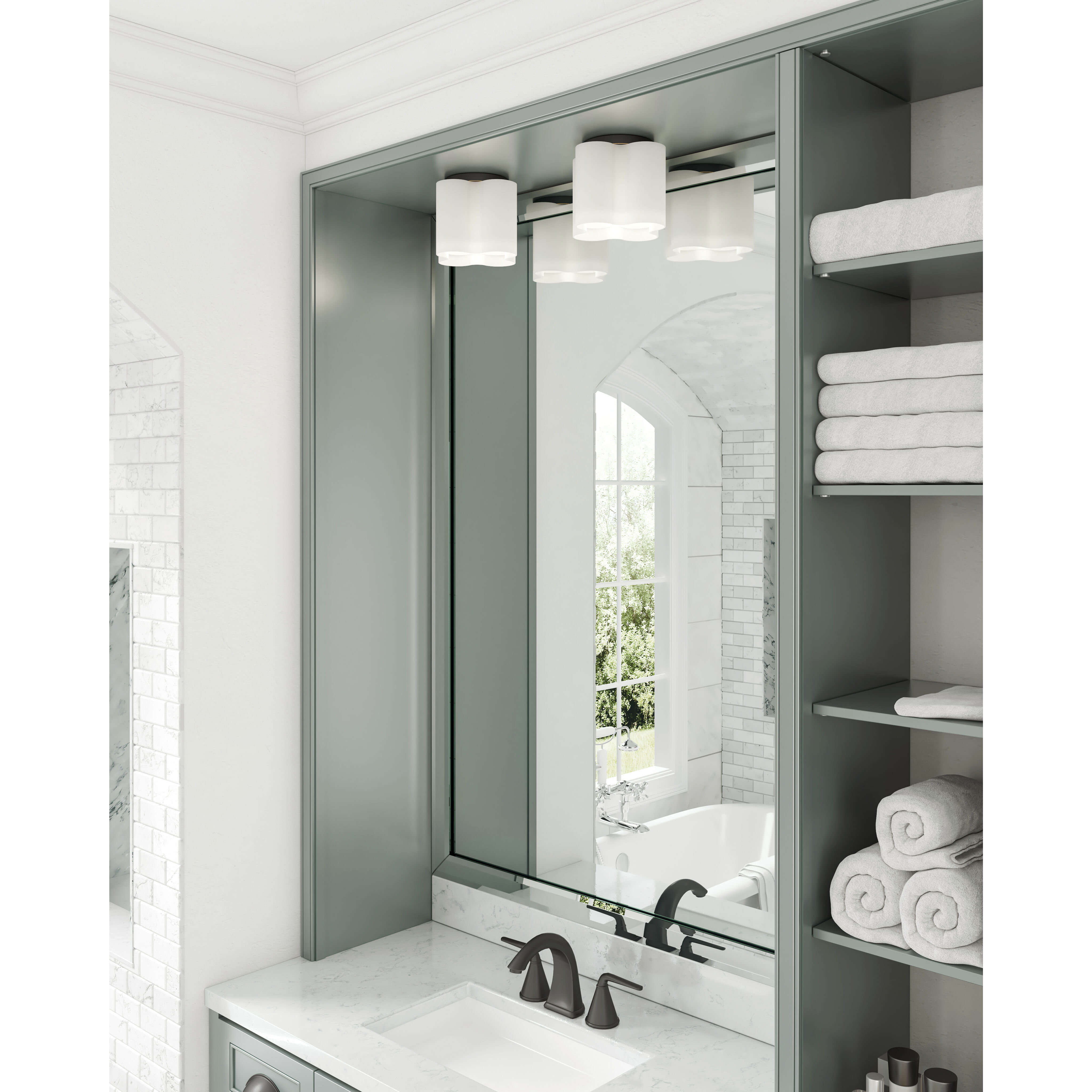 Clover LED 8.38 inch Black/Opal Glass Flush Mount Ceiling Light