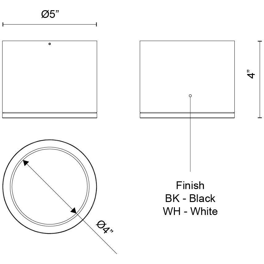 Nordic LED 5 inch White Exterior Ceiling