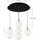 Bolla Multi Pendant Ceiling Light in Chrome, Clear Glass + Interior Opal Glass