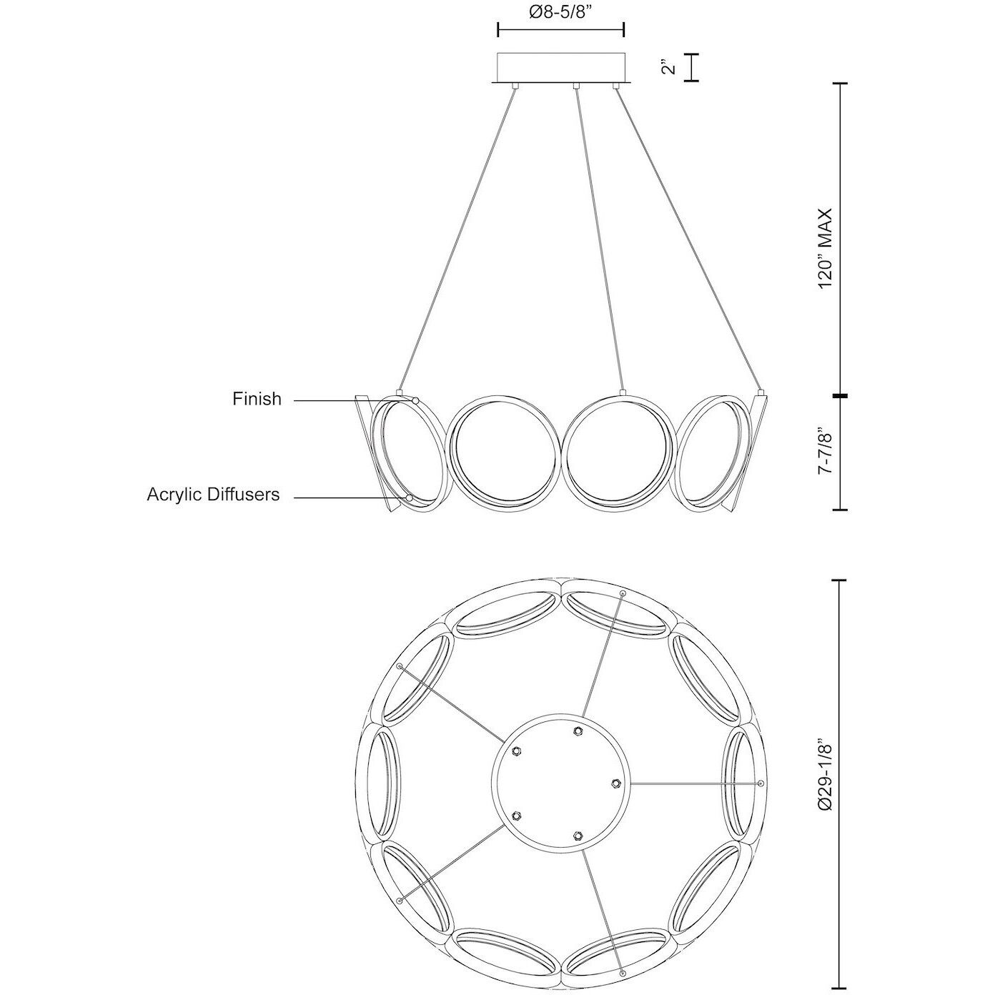 Oros LED 29.13 inch Antique Silver Chandelier Ceiling Light