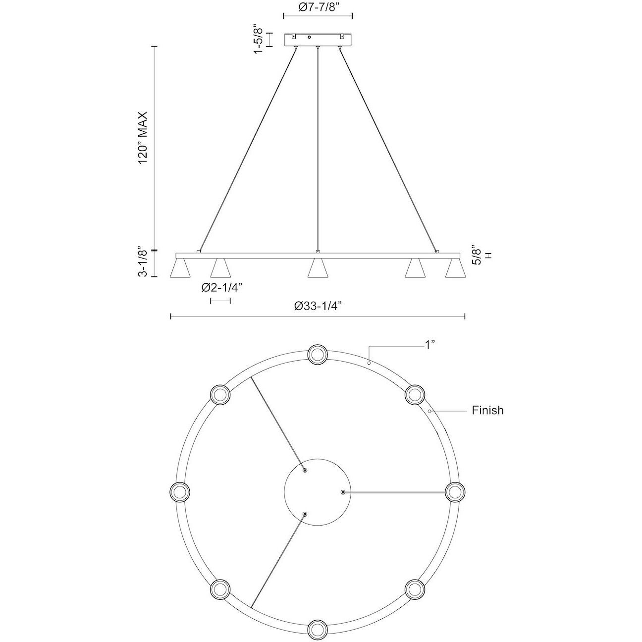 Dune LED 33.25 inch Brushed Nickel Chandelier Ceiling Light