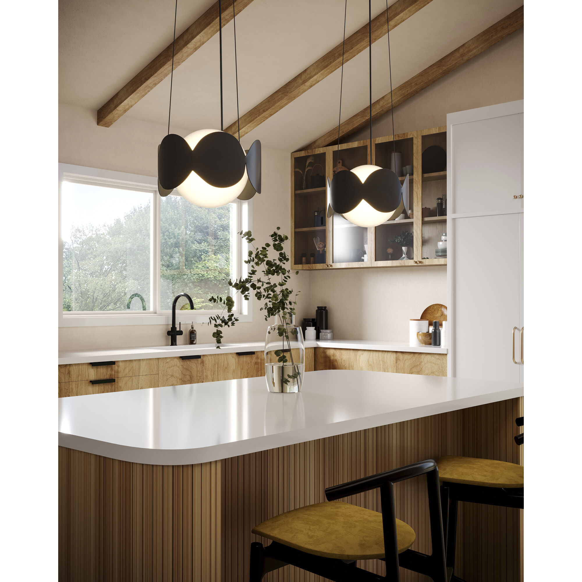 Ciel 1 Light 10.13 inch Black/Opal Glass Chandelier Ceiling Light