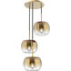 Samar 3 Light 14 inch Brushed Gold Chandelier Ceiling Light in Transition Copper Glass