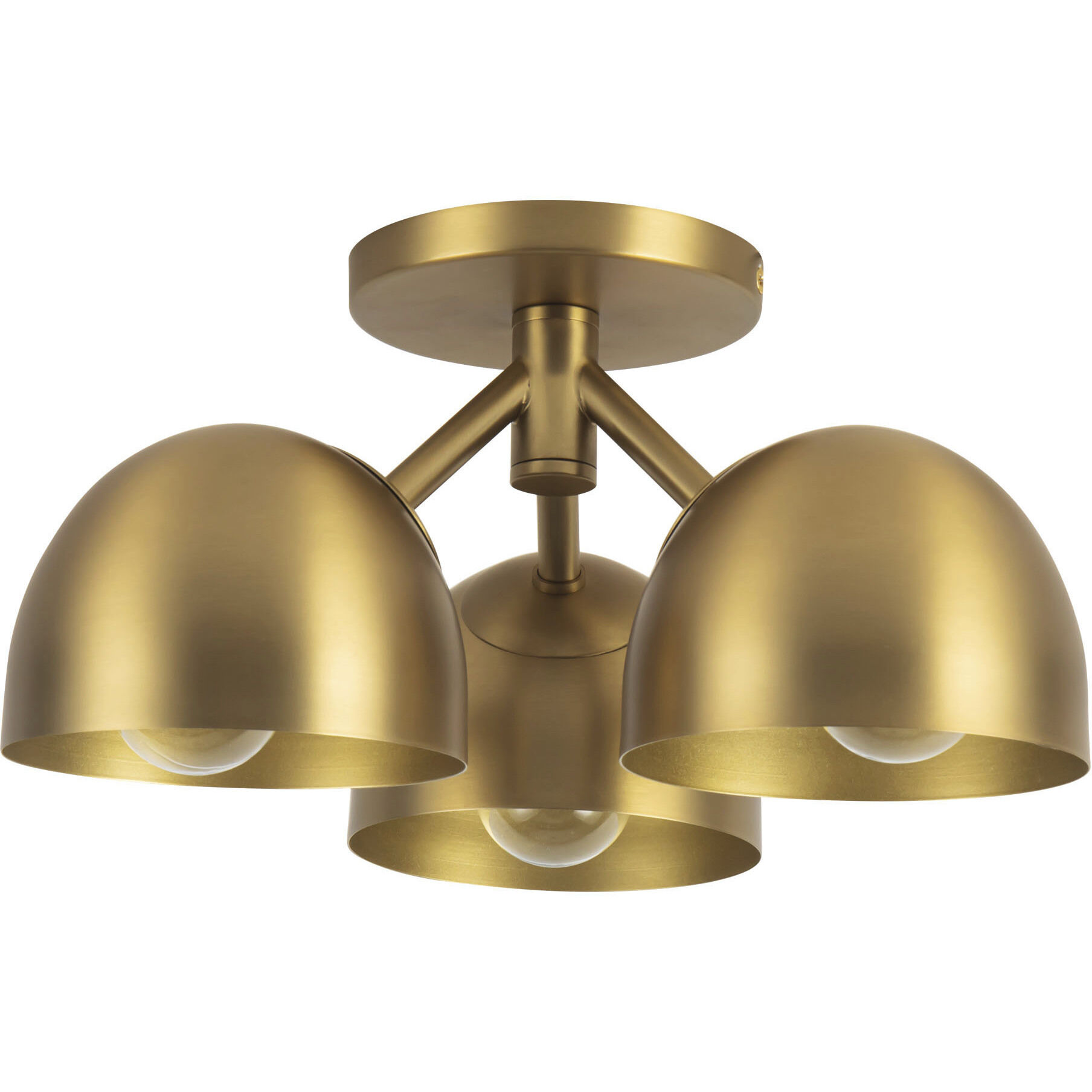 Fosso 3 Light 12.5 inch Brushed Gold Semi-Flush Mount Ceiling Light