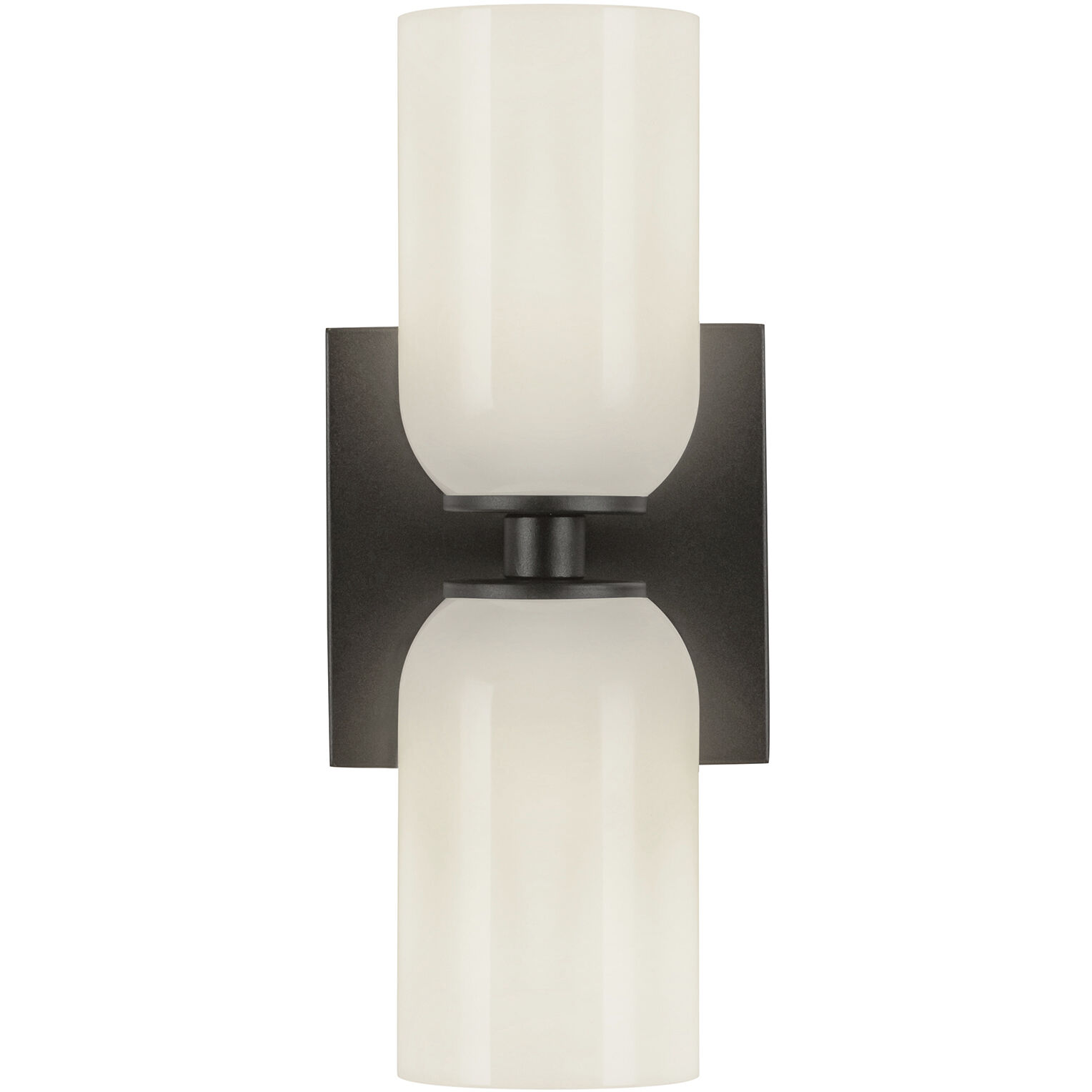 Nola Wall Sconce Wall Light in Black, Glossy Opal Glass Shade