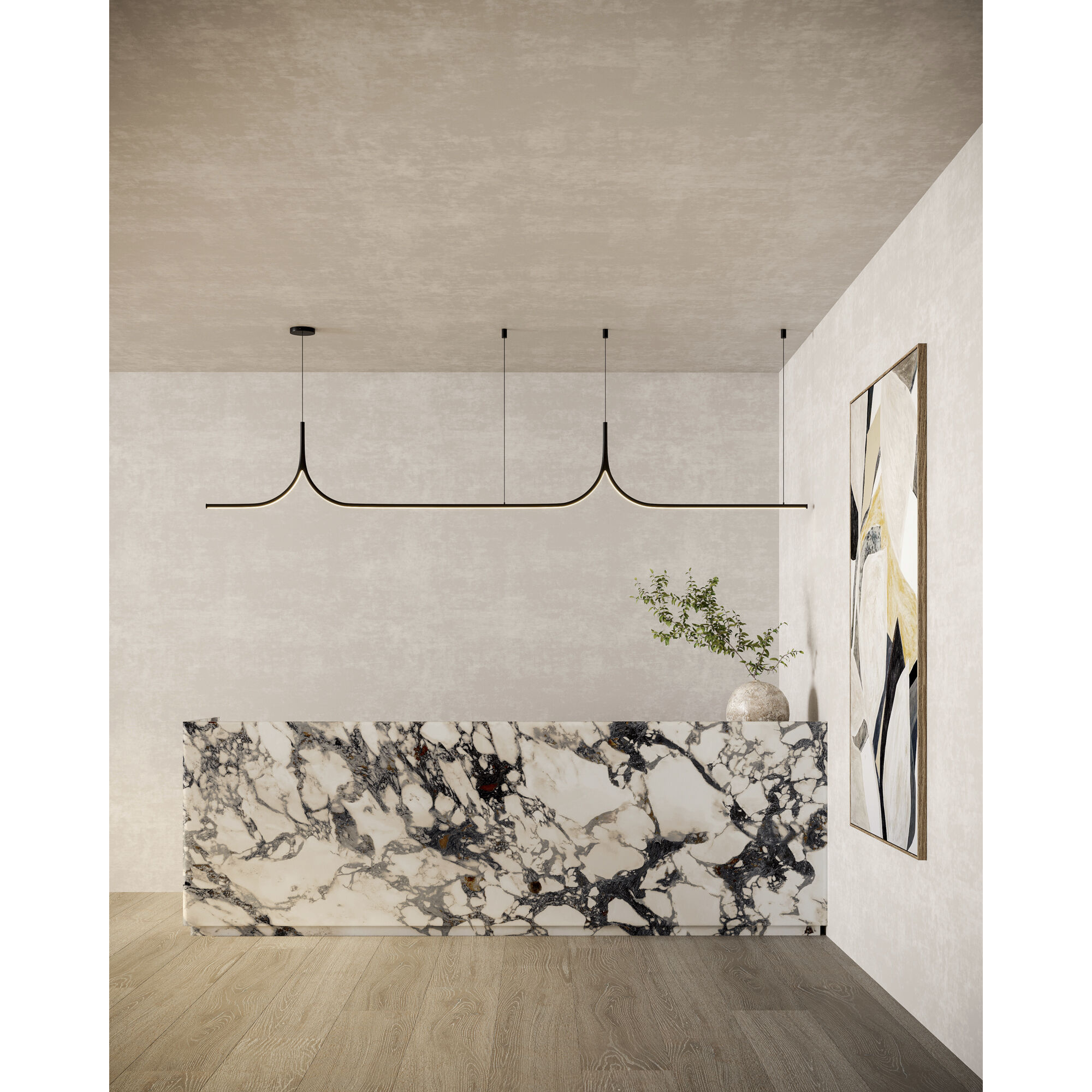 Thread LED 118.13 inch Black Linear Pendant Ceiling Light