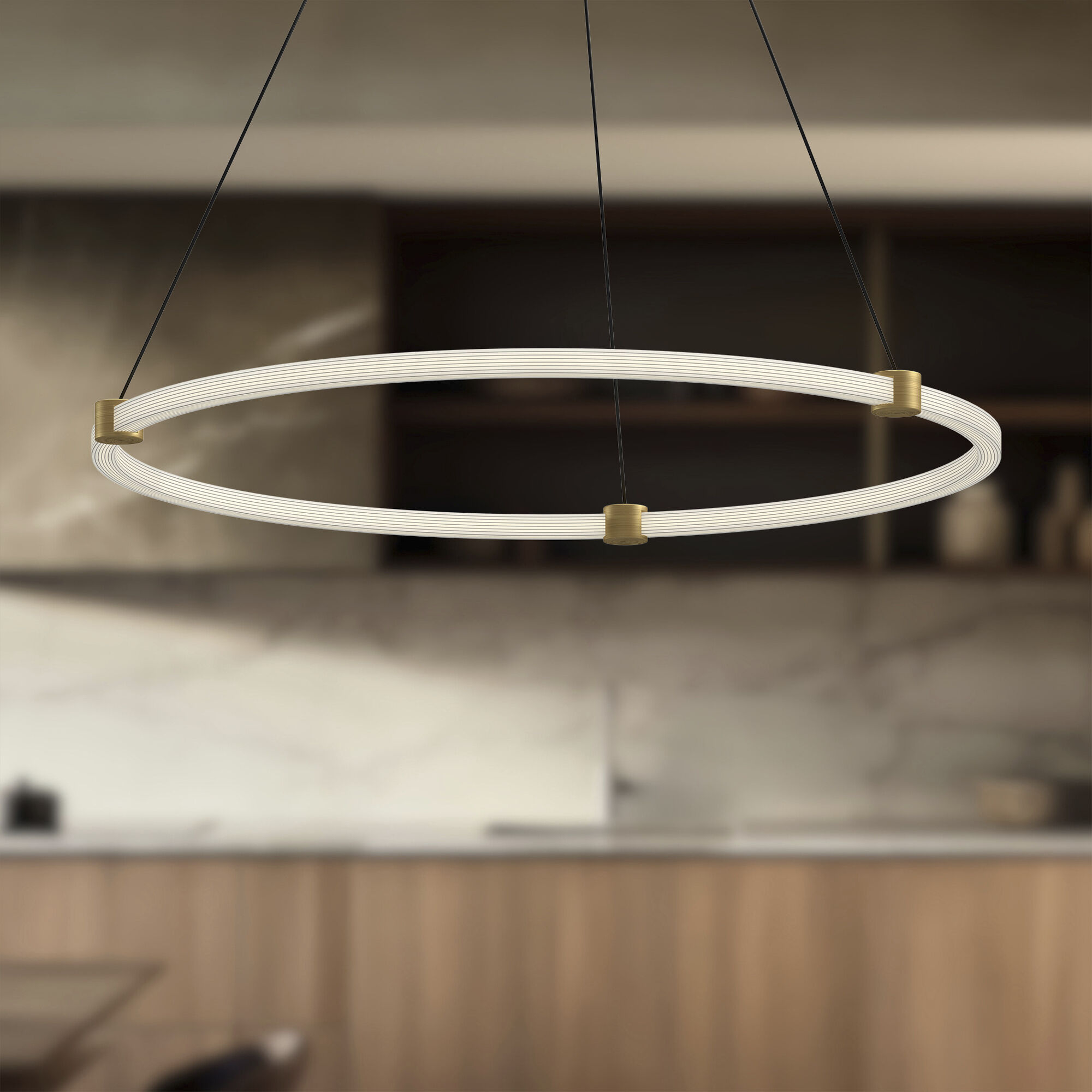 Bruni LED 32.38 inch Brushed Gold Pendant Ceiling Light