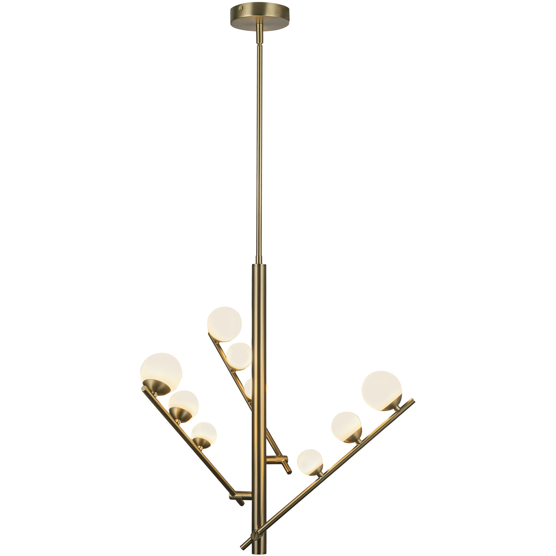 Cypress LED 19 inch Brushed Gold/Opal Glass Chandelier Ceiling Light