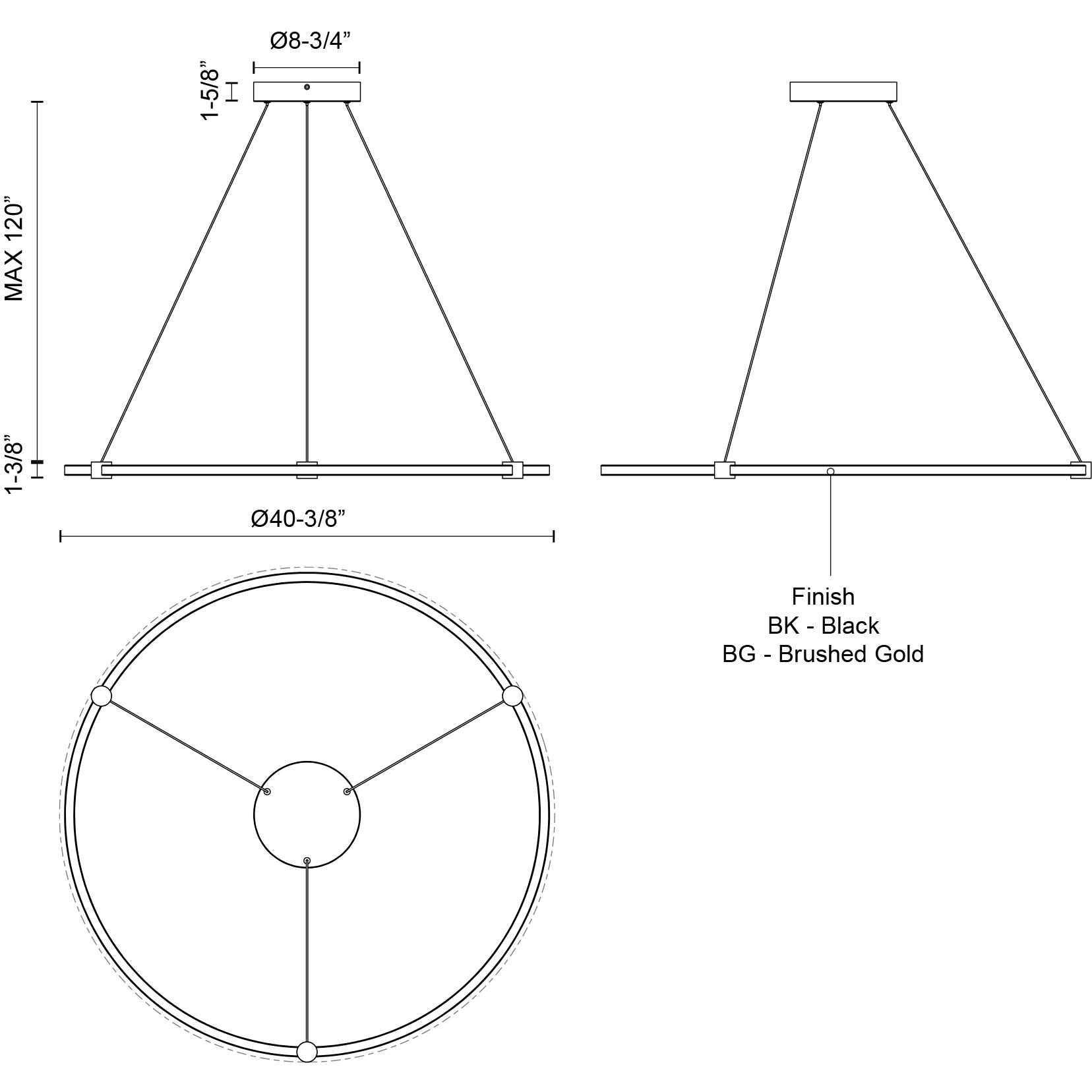 Bruni LED 40.38 inch Brushed Gold Pendant Ceiling Light