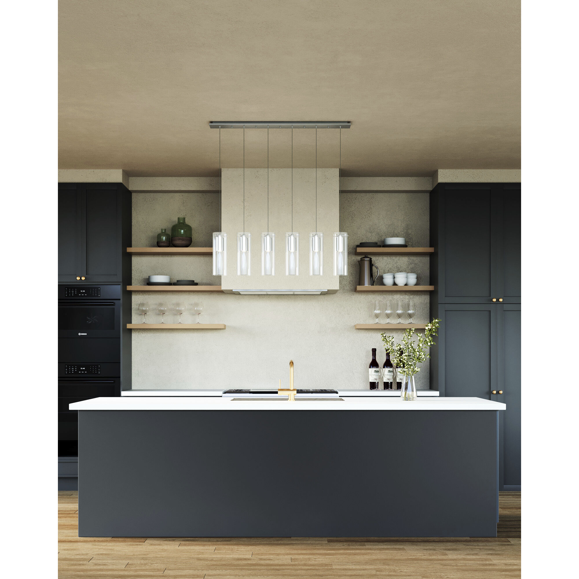 Champagne Multi Pendant Ceiling Light in Chrome