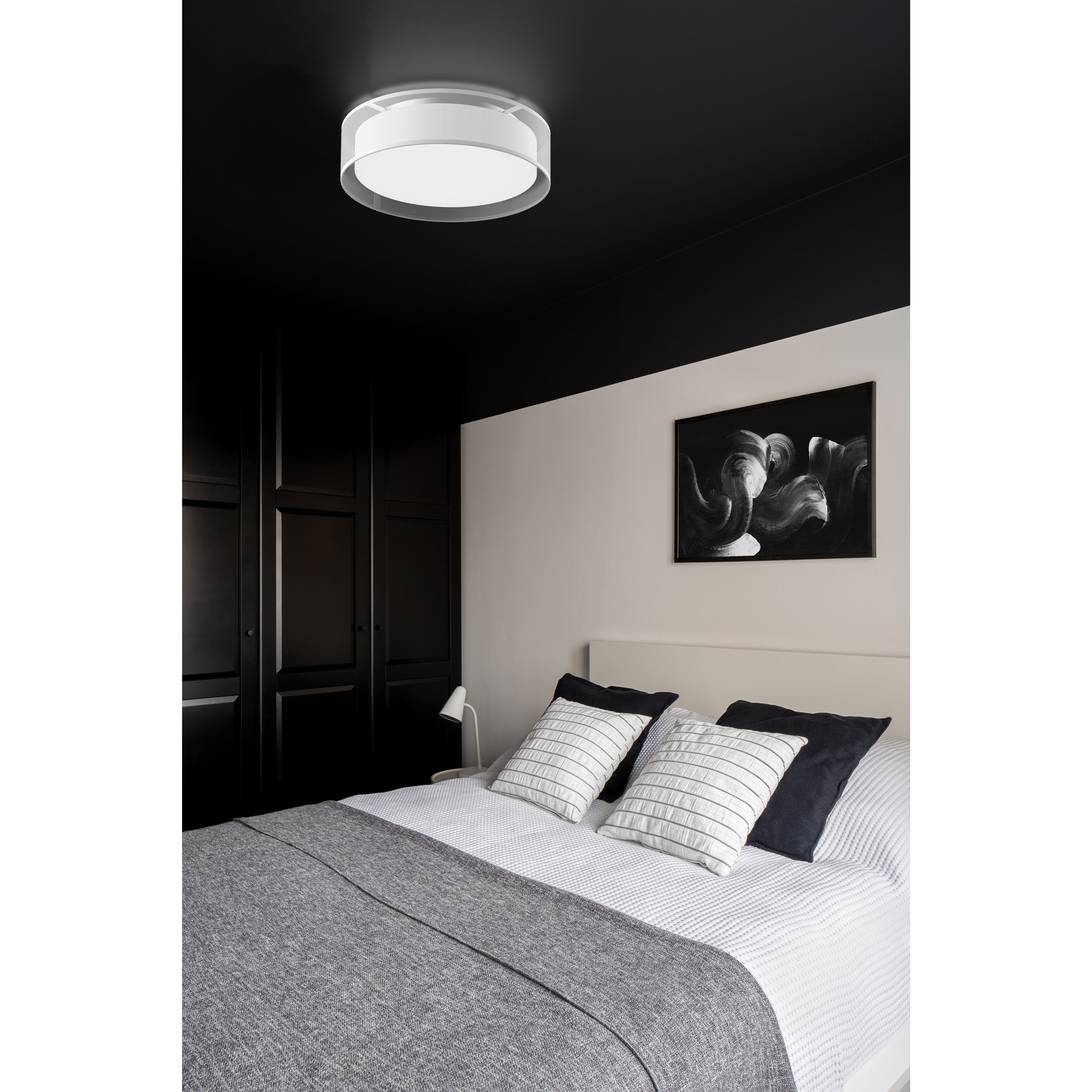 Dalton LED 16 inch White Organza Flush Mount Ceiling Light in Organza Shade