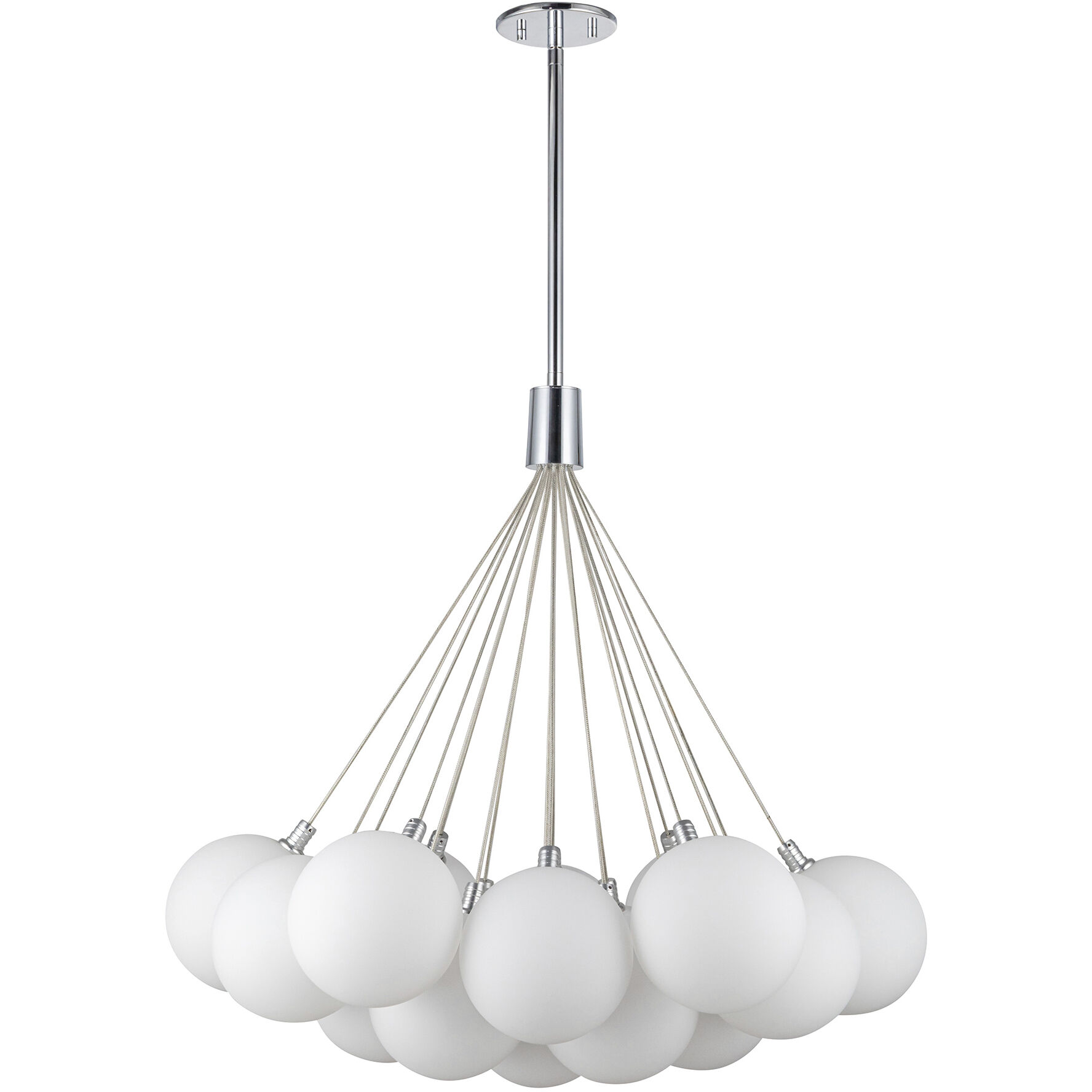 Bolla LED 28 inch Opal Glass Chandelier Ceiling Light in Steel, Clear Glass and Interior Opal Glass