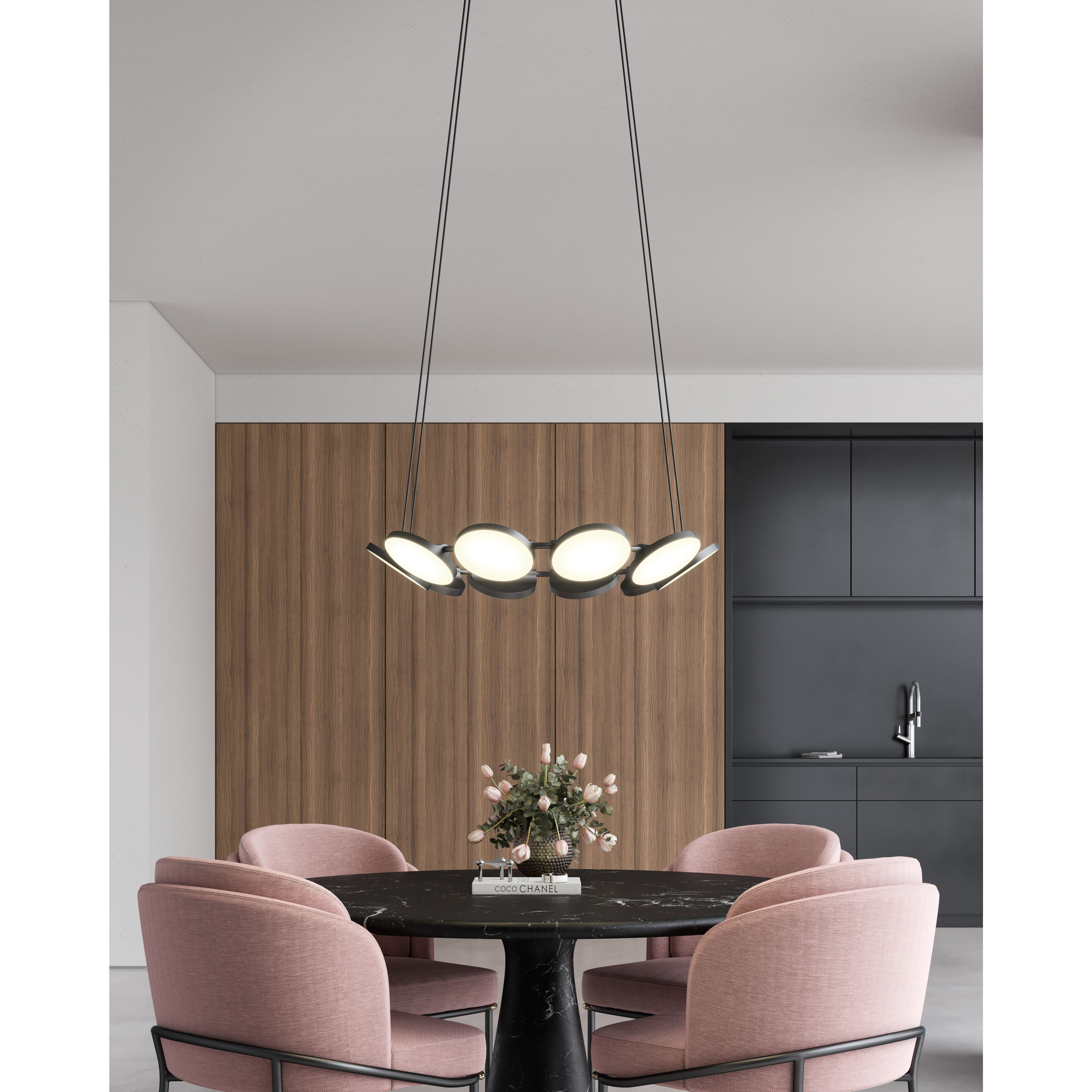 Novel LED 24.63 inch Black Chandelier Ceiling Light