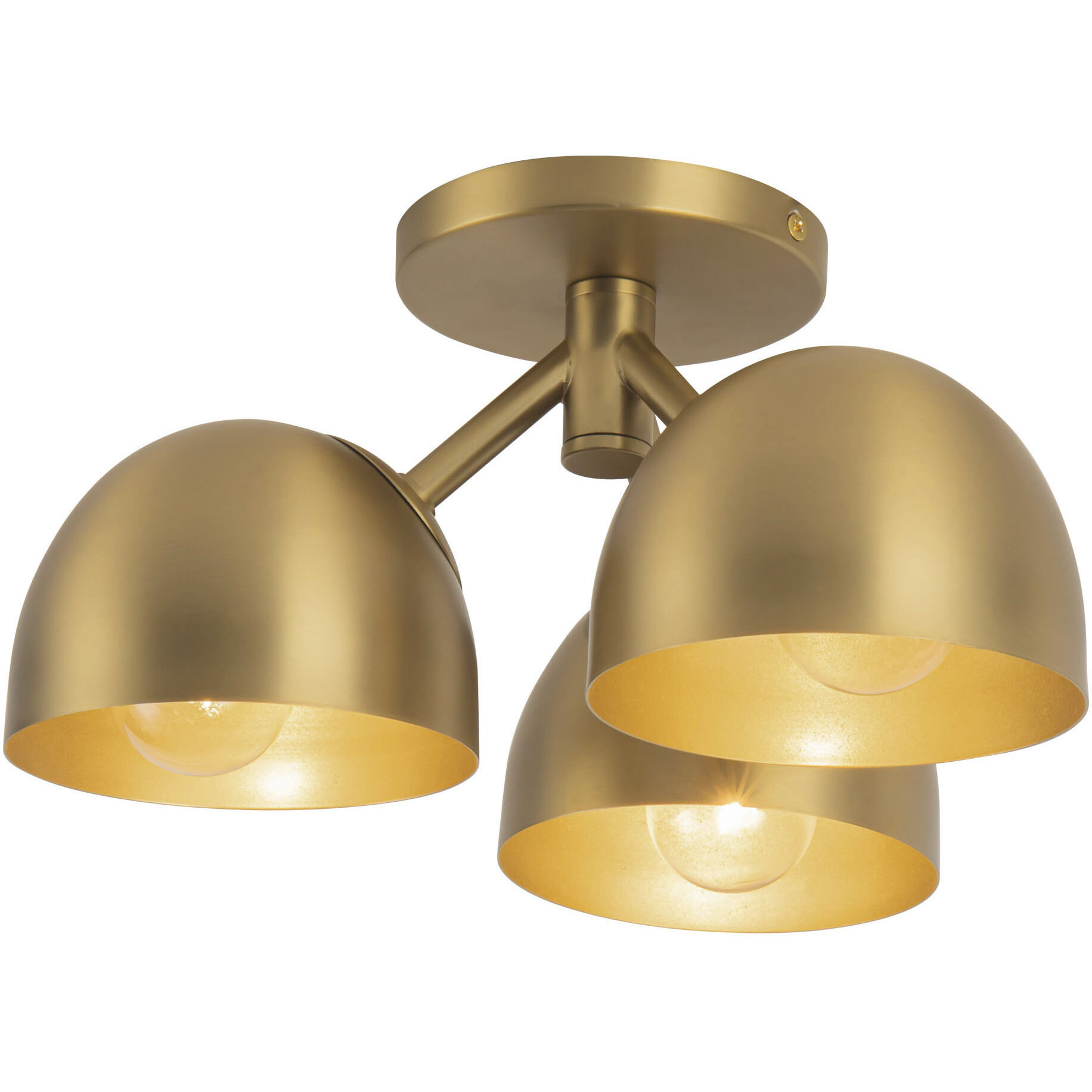 Fosso 3 Light 12.5 inch Brushed Gold Semi-Flush Mount Ceiling Light