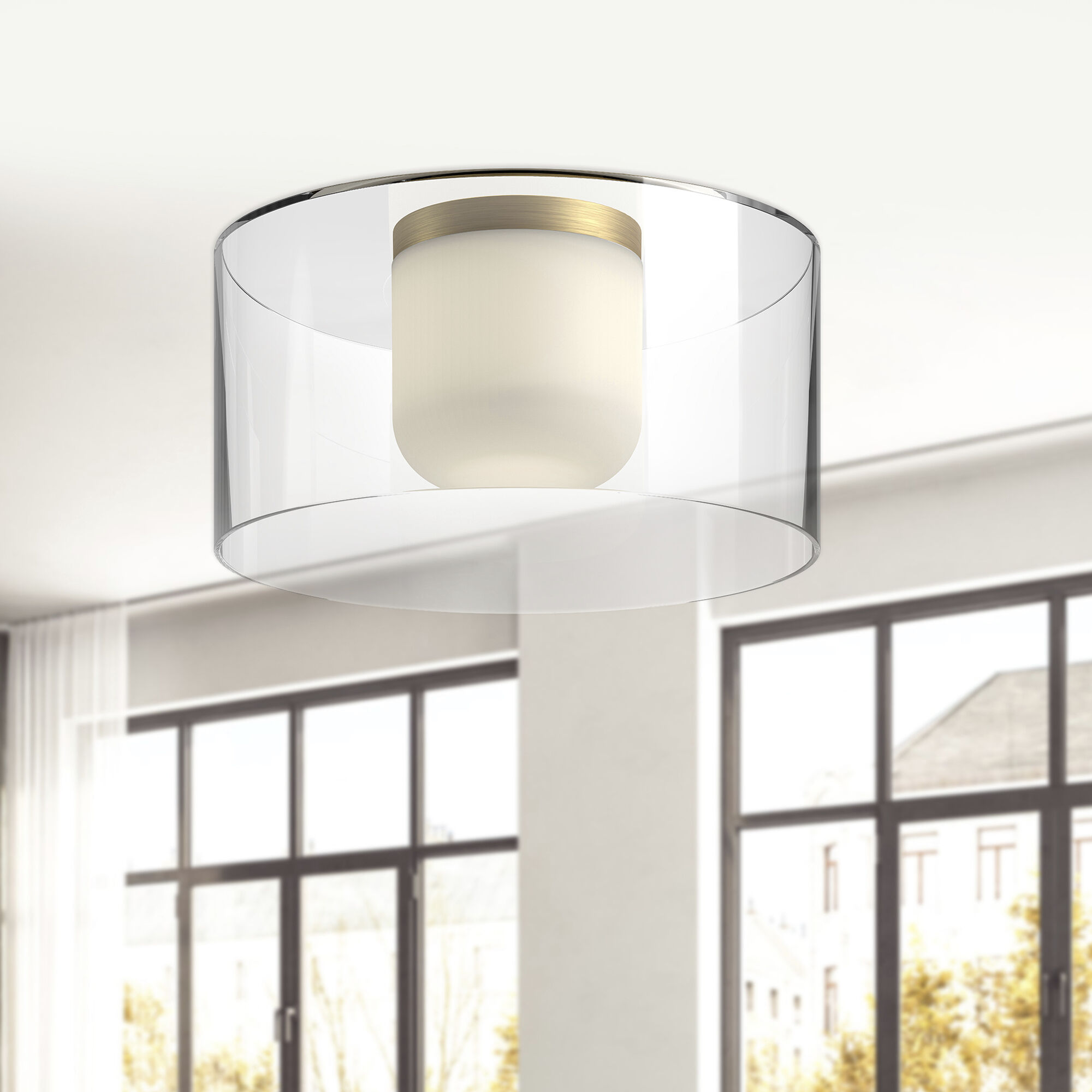 Birch LED 12 inch Brushed Gold/Clear Flush Mount Ceiling Light