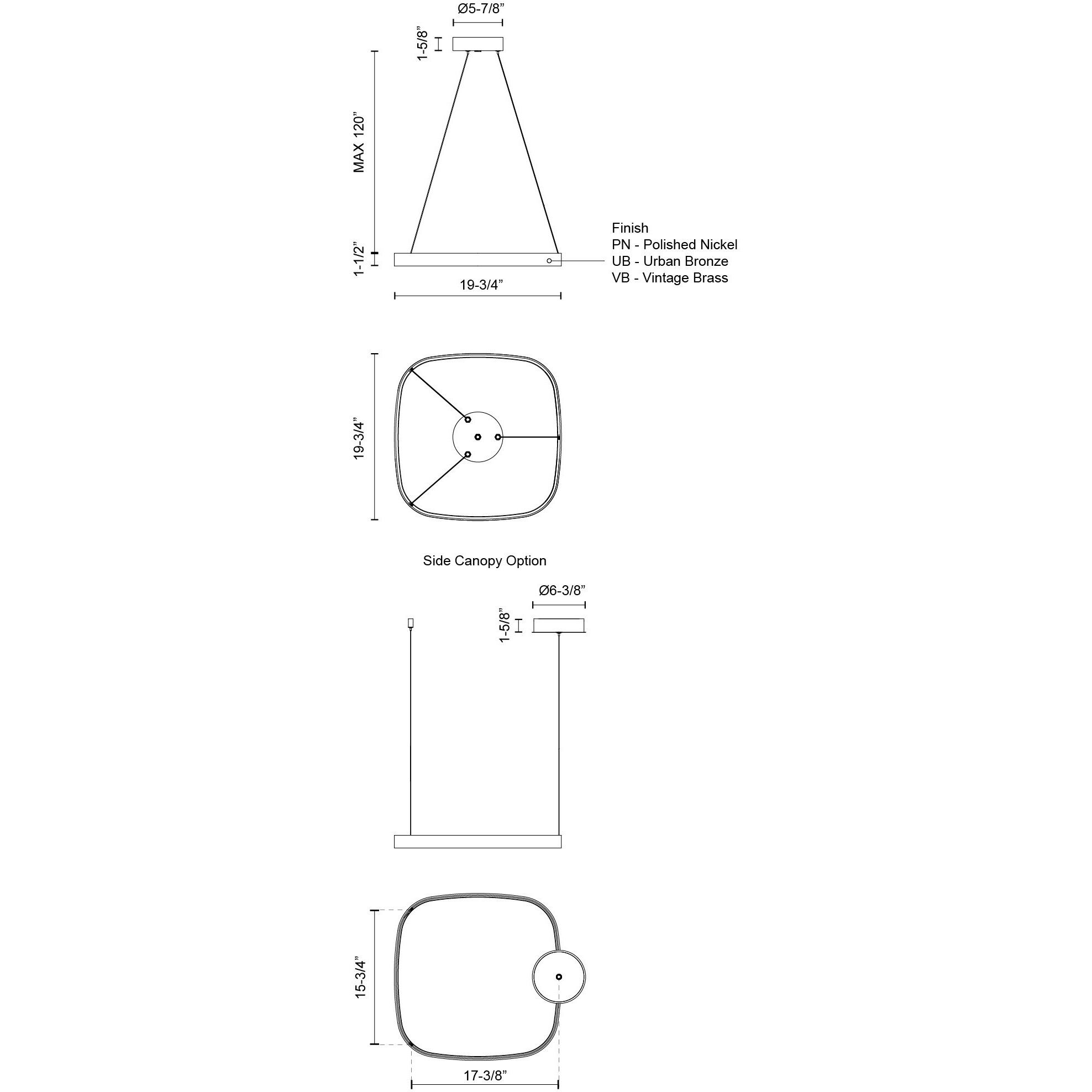 Yukon Pendant Ceiling Light in Vintage Brass