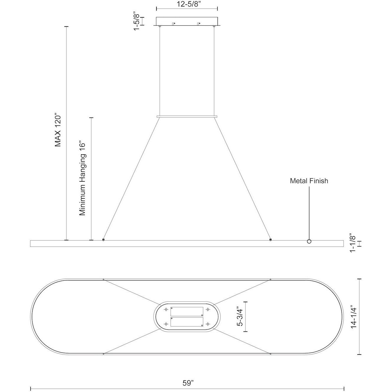 Eerie LED 59 inch Antique Brass Pendant Ceiling Light