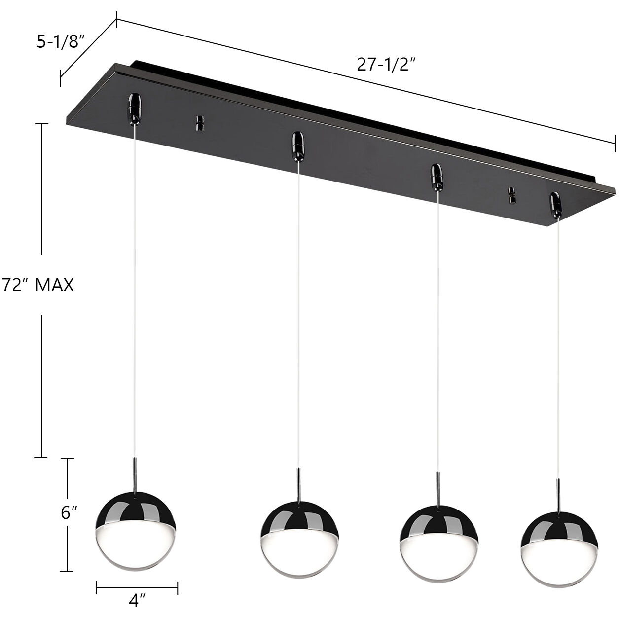 Pluto Multi Pendant Ceiling Light in Black Chrome