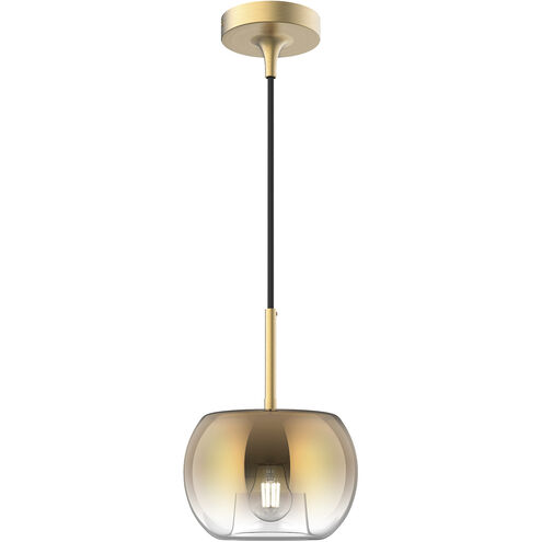 Samar 1 Light 7.5 inch Brushed Gold Pendant Ceiling Light in Transition Copper Glass