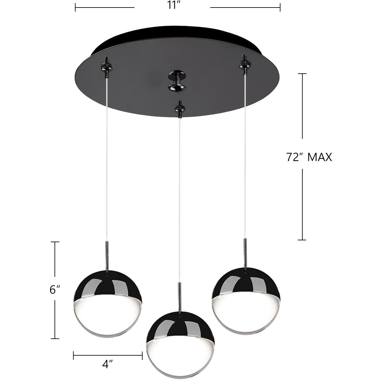 Pluto Multi Pendant Ceiling Light in Black Chrome