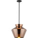 Trinity LED 13.13 inch Black Pendant Ceiling Light in Copper Glass
