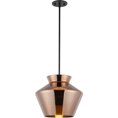 Trinity LED 13.13 inch Black Pendant Ceiling Light in Copper Glass