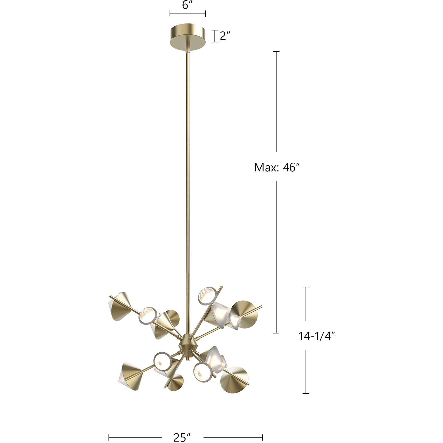 Geode LED 25 inch Brushed Gold Chandelier Ceiling Light