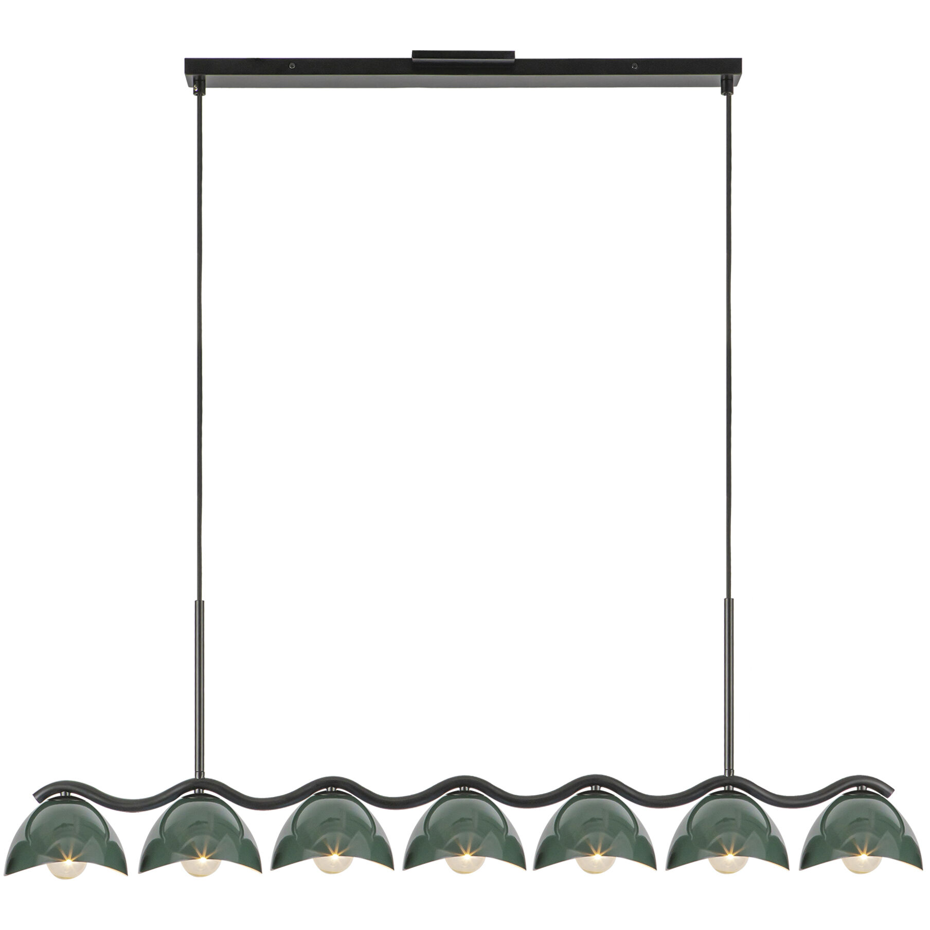 Atlas 7 Light 42.38 inch Black/Pine Green Linear Pendant Ceiling Light in Black and Pine Green