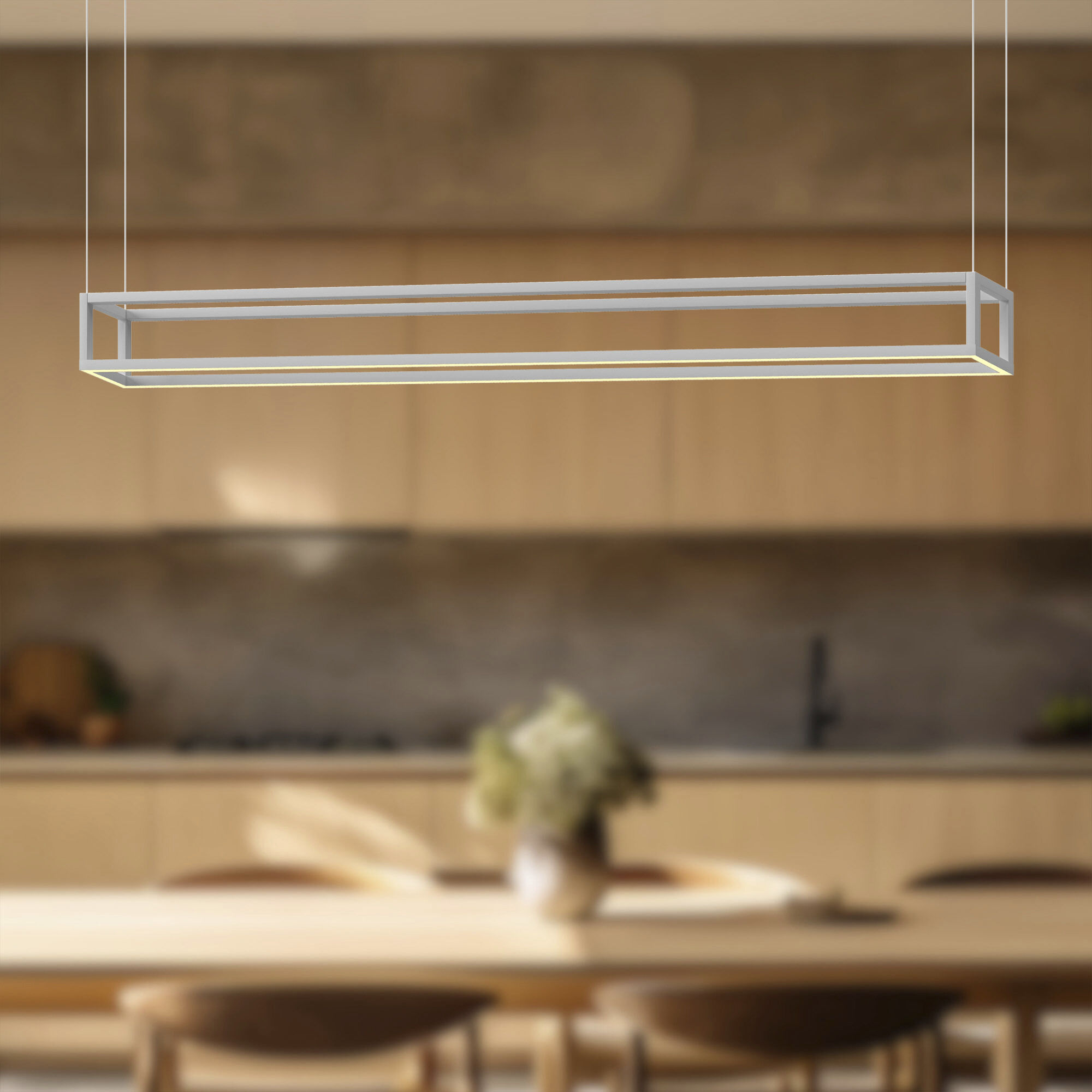 Plaza LED 59.13 inch White Linear Pendant Ceiling Light