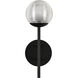 Claremont LED 13 inch Black Exterior Wall in Clear Ribbed Glass