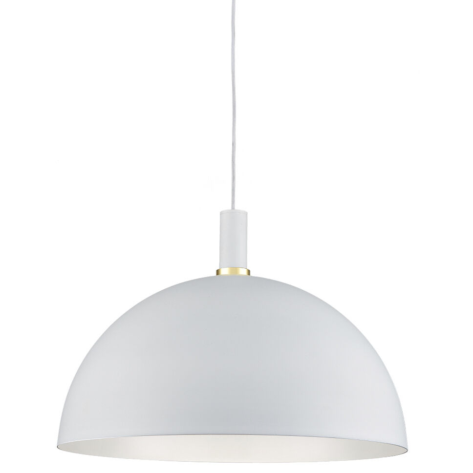 Archibald Pendant Ceiling Light in White with Gold Detail