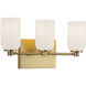 Nola 3 Light 17.63 inch Brushed Gold Bath Vanity Light Wall Light in Opal Glass