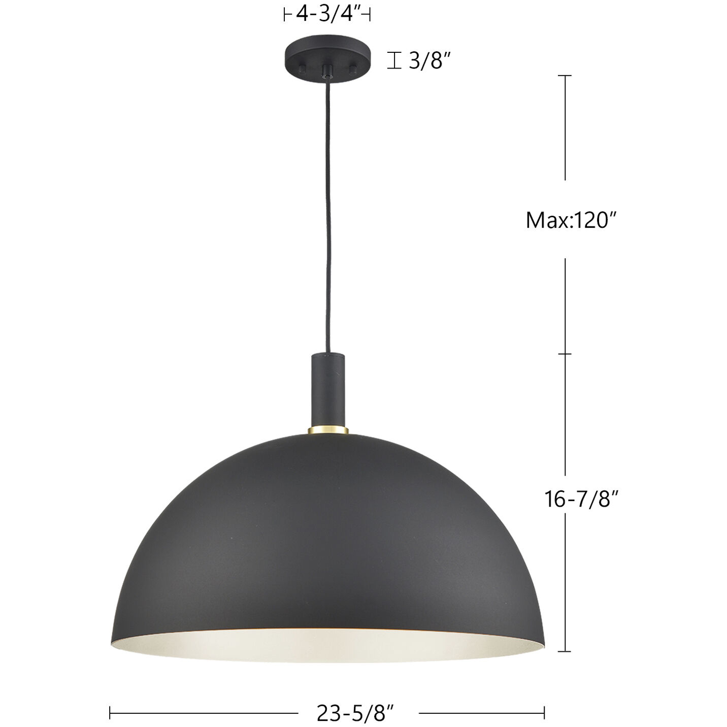 Archibald Pendant Ceiling Light in White with Gold Detail