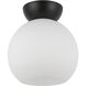 Arcadia 1 Light 7.88 inch Black Semi-Flush Mount Ceiling Light in Matte Opal Glass