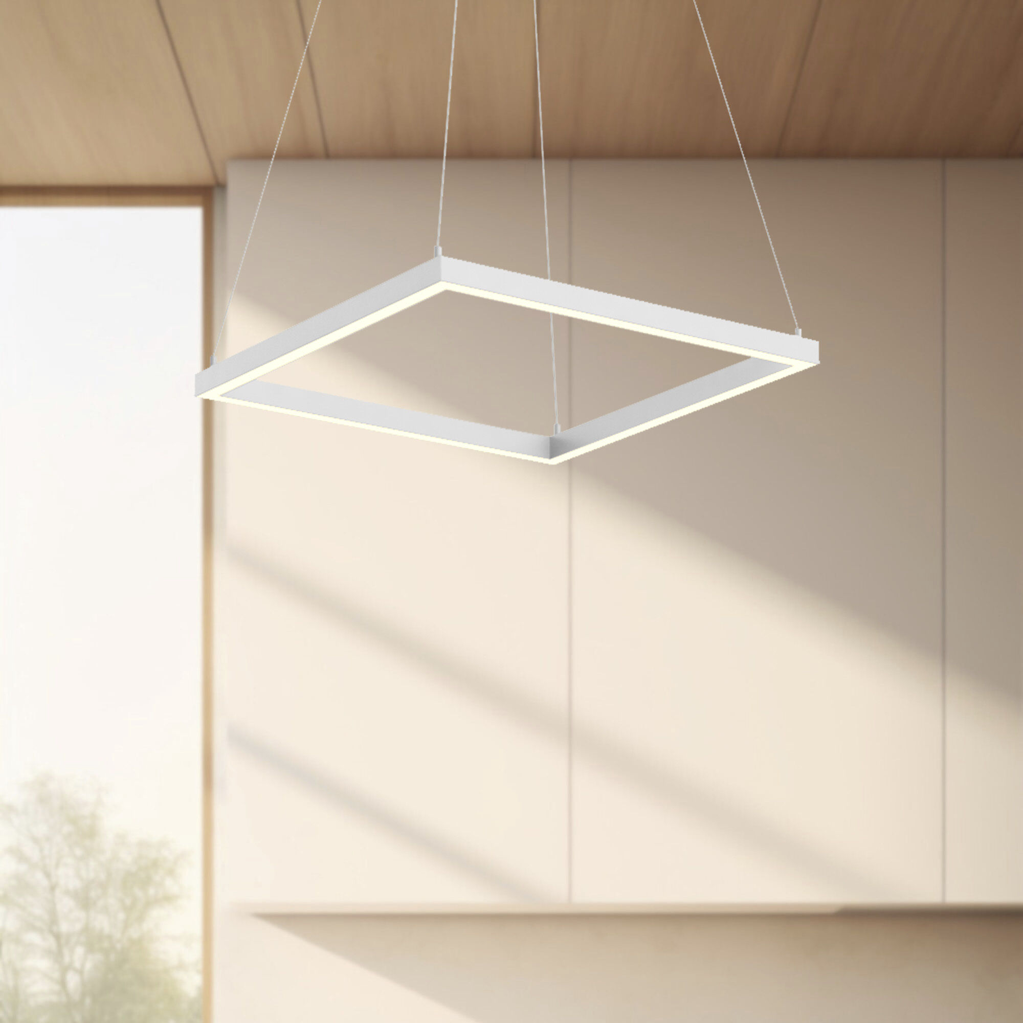 Piazza Pendant Ceiling Light in White