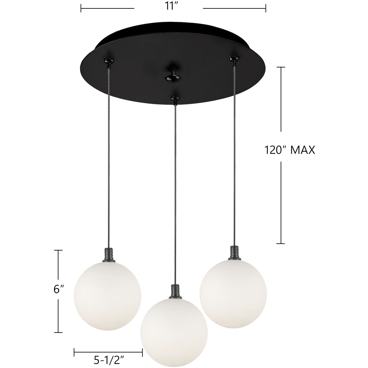 Bolla Multi Pendant Ceiling Light in Chrome, Opal Glass