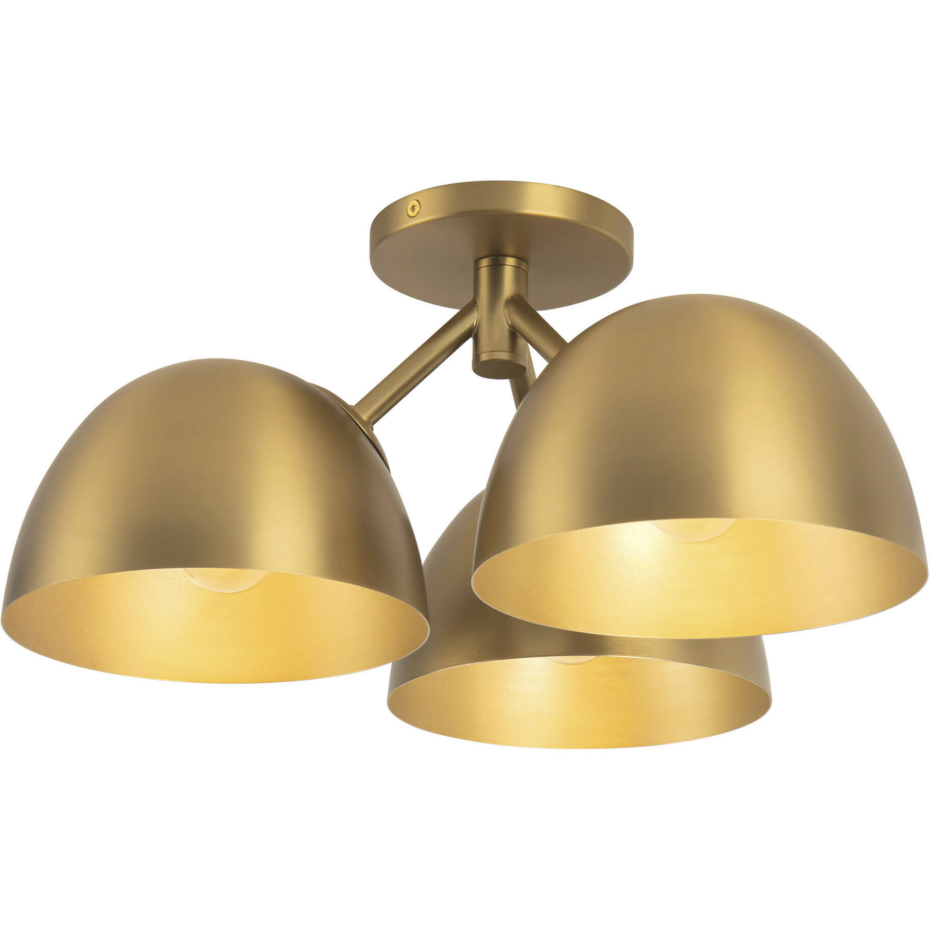 Fosso 3 Light 17 inch Brushed Gold Semi-Flush Mount Ceiling Light