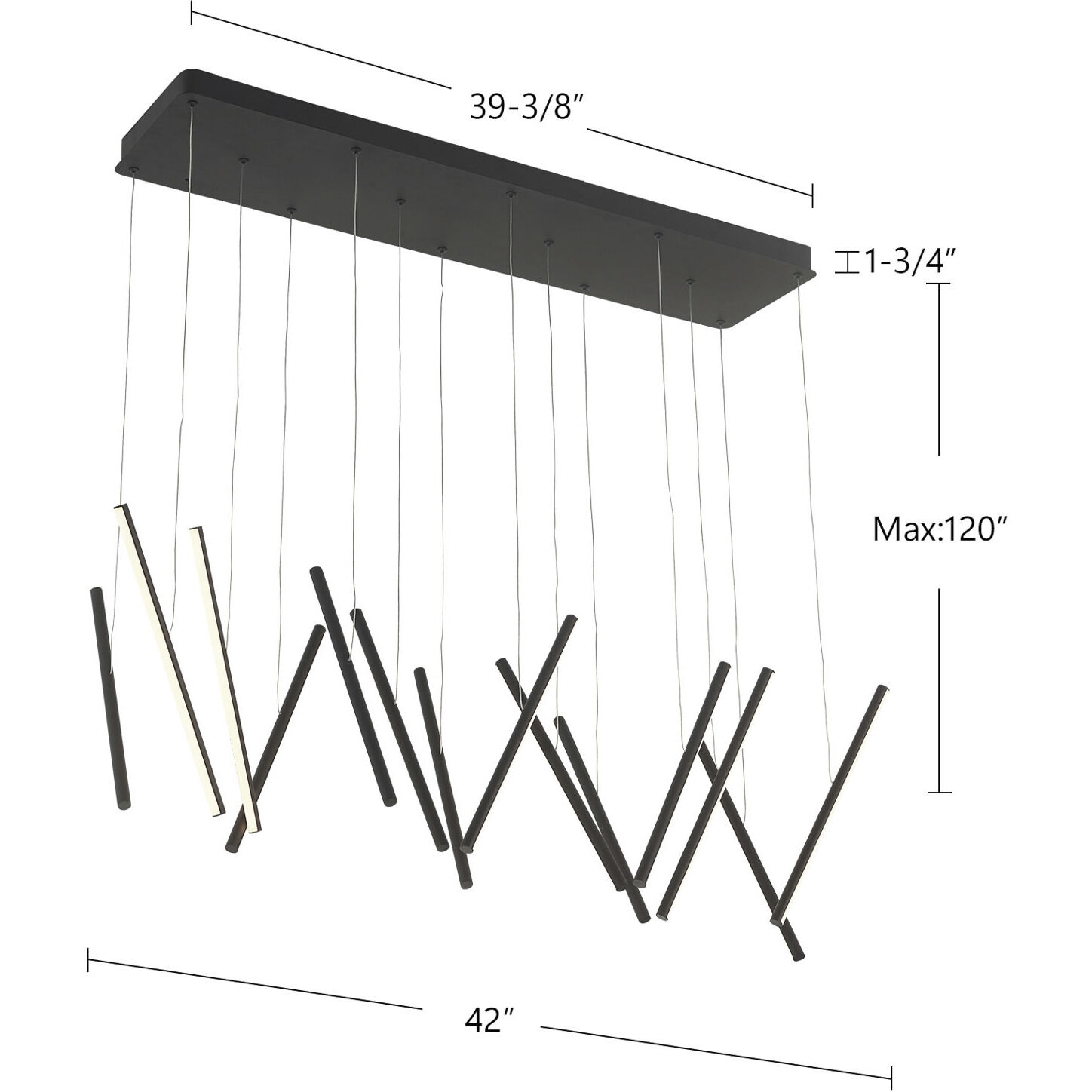 Chute LED 42 inch White Linear Pendant Ceiling Light
