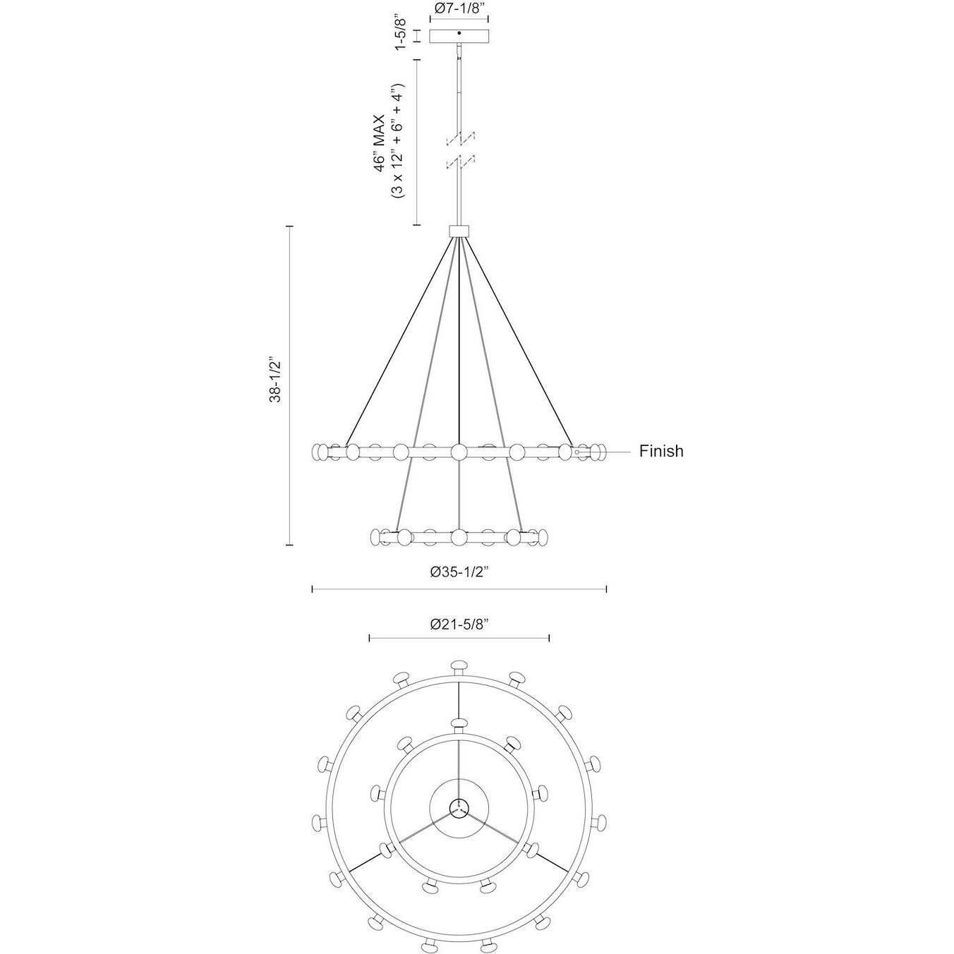 Rezz LED 35.5 inch Brushed Nickel Chandelier Ceiling Light