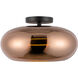 Trinity LED 14.25 inch Black Semi-Flush Mount Ceiling Light in Copper Glass