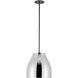 Trinity LED 11.38 inch Black Pendant Ceiling Light in Chrome Glass