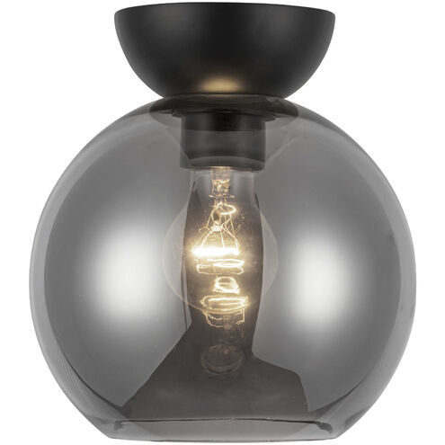 Arcadia 1 Light 7.88 inch Black Semi-Flush Mount Ceiling Light in Smoked Glass