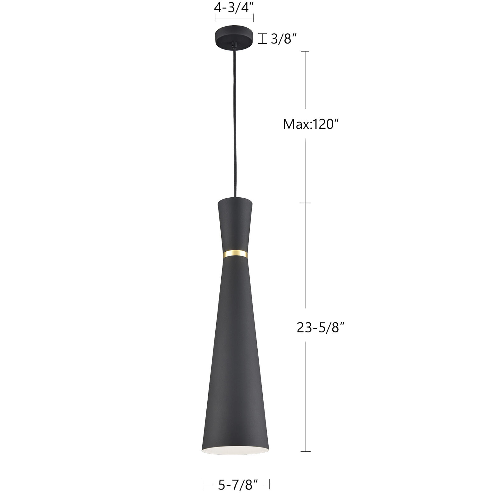 Vanderbilt 1 Light 5.88 inch Black With Gold Detail Pendant Ceiling Light