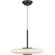 Kyoto LED 17.75 inch Black Pendant Ceiling Light in Glossy Opal Glass Shade