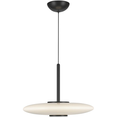 Kyoto LED 17.75 inch Black Pendant Ceiling Light in Glossy Opal Glass Shade