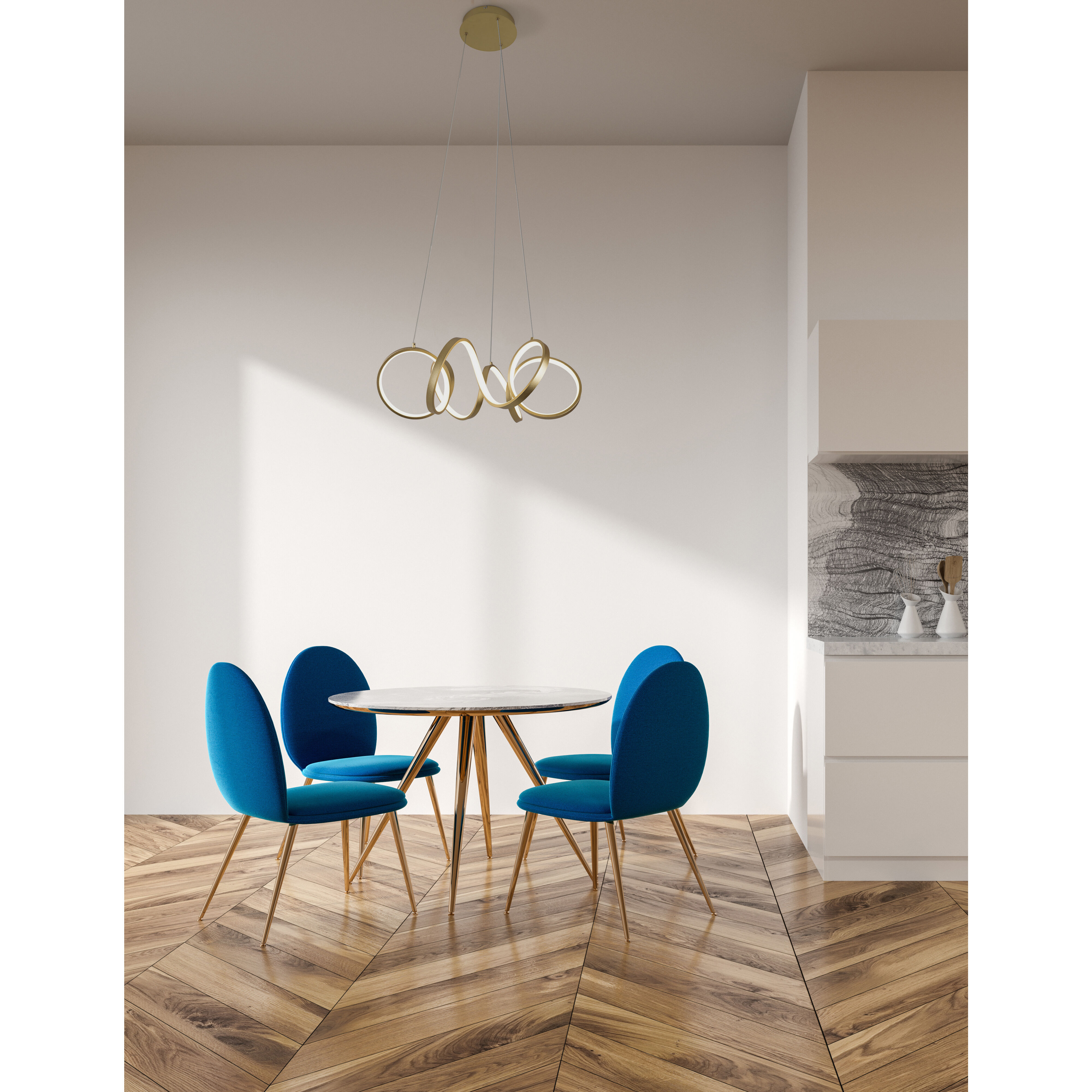 Synergy LED 23.75 inch Antique Brass Chandelier Ceiling Light