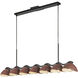 Atlas Linear Pendant Ceiling Light in Black and Burgundy