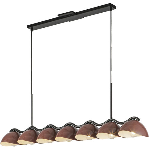 Atlas Linear Pendant Ceiling Light in Black and Burgundy